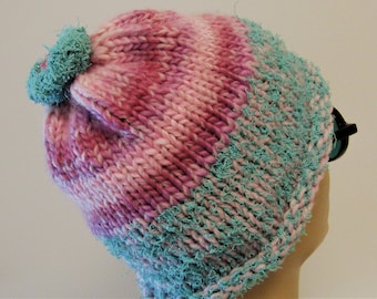 Double Knit Hat with Peek A Boo Top