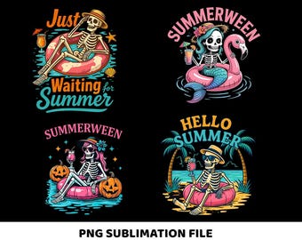 Bundle Summerween Png, Summerween Sublimation PNG Design, Spooky Summer png, Skeleton Summer Halloween png, HalloweenPumpkin png, Horror png