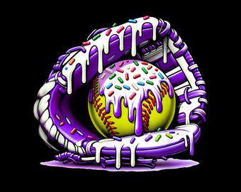 Softball Ice Cream Drip PNG