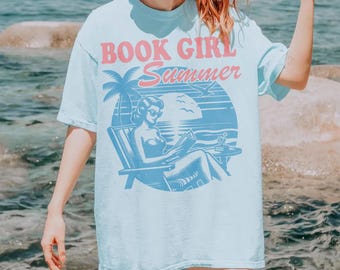 Womens Retro Book Girl Summer Bookish Vacation Funny Reader Png, Book Love Png, Trendy Summer Shirt Design, Digital Download, PNG