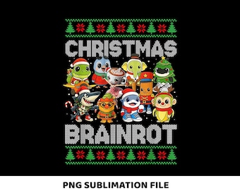 Italiano Brainrot Brutto Maglione di Natale Png, Meme Italiano Brainrot Natale Png, Meme Italiano Divertente per Bambini, Natale Png