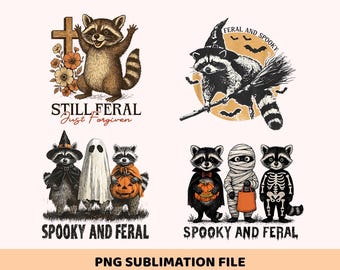 Spooky and Feral Raccoon Png, Halloween Png, Funny Raccoon Halloween Png, Creepy Cute Raccoon Png, Raccoon Png, Halloween Sublimation Png
