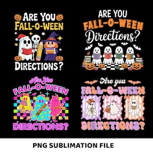 Retro are You Fall O Ween Directions Png, Teacher Halloween Ghost Png, Cute Punny Fall Png Design, Spoo.ky Sea.son Sublimation Clipart