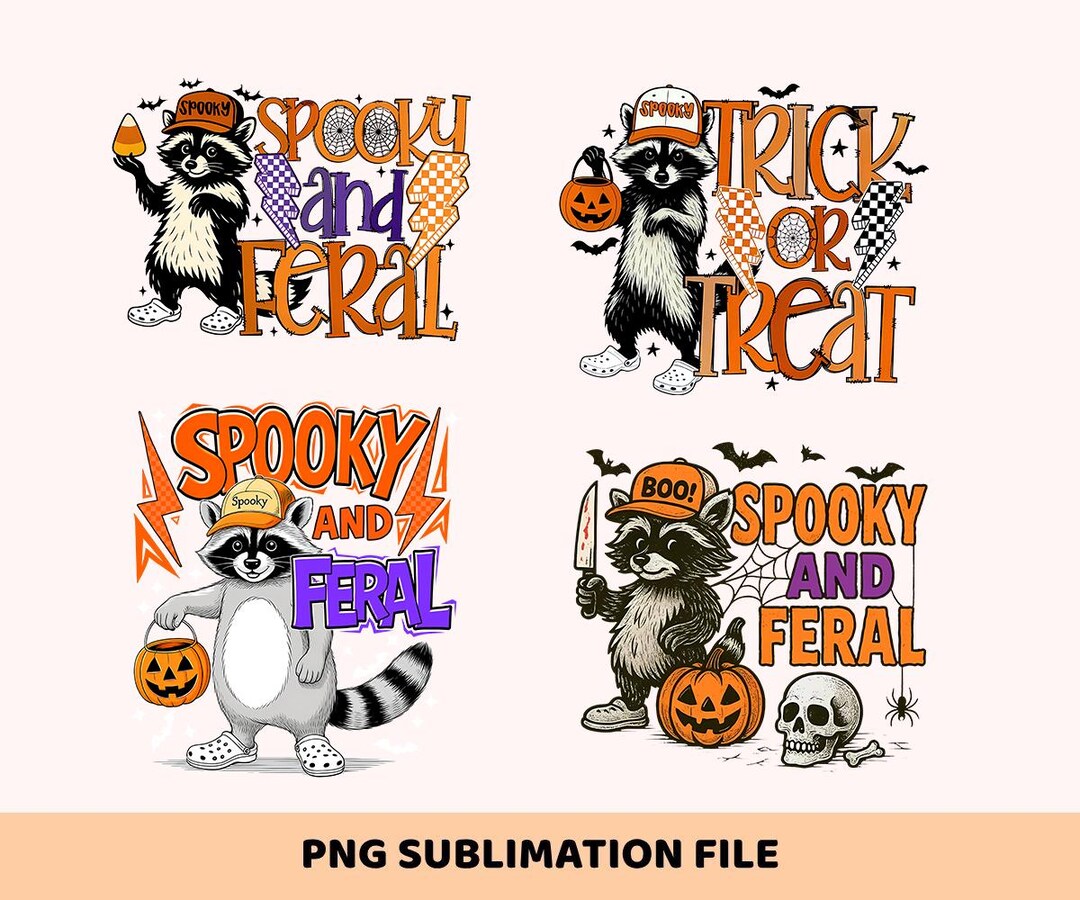 Spooky and Feral Raccoon Png, Halloween Png, Funny Raccoon Halloween ...
