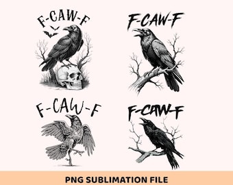 F-Caw-F SVG, F-Caw-F PNG, FcawF Png, Funny Gothic Raven Art,Crow Digital Png, Funny Raven Design,Printable Bird Clipart,Dark Bird Humor