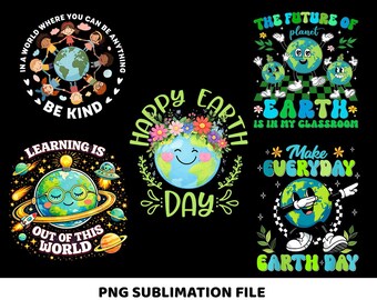Fröhlichen Tag der Erde 2026 (PNG), Cliparts zum Tag der Erde für Kinder, Digitaler Download zum Thema „Rettet den Planeten“, T-Shirt-Design mit Planet