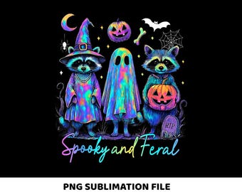 Spooky and Feral Raccoon Png, Iridescent Raccoon Png, Funny Raccoon Halloween Png, Creepy Cute Raccoon Png, Halloween Sublimation Png