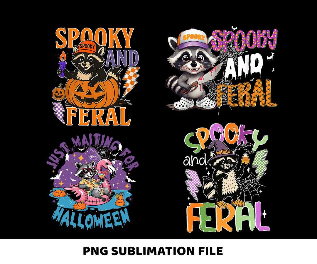 Spooky and Feral Raccoon Png, Halloween Png, Funny Raccoon Halloween ...
