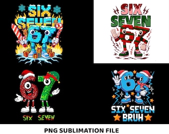 Paquete navideño italiano Brainrot Six-Seven Png, Meme Italian Brainrot Navidad 6 7 Png, Tralalero Tralala Navidad PNG