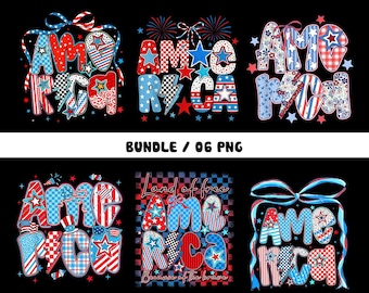4th of July Bundle Png, Retro America Png, Preppy America Coquette PNG Bundle, Girly USA Png, Memorial Day Png, 1776 Png, Patriotic Png