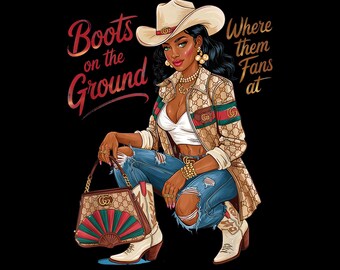 Where Them Fans At Cowgirl Linedance Boots On The Ground Png, PNG for Tshirt, Png Download, Perfect for Gift.