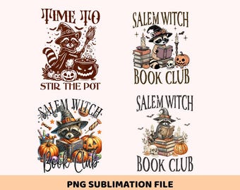 Club de lectura de brujas PNG, Mapache espeluznante PNG, Diseño de bruja de Halloween lindo, Brujas de Salem PNG, Sa lem, Diseño de bruja de Halloween, Bruja PNG