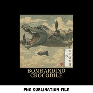Bombardino Crocodilo Funny Meme Png, Bombardino Crocodilo Japanese Png, Italian Brainrot Png, Crocodile Vintage Meme Png