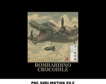 Bombardino Cocodrilo Meme Divertido Png, Bombardino Cocodrilo Japonés Png, Italian Brainrot Png, Cocodrilo Meme Vintage Png