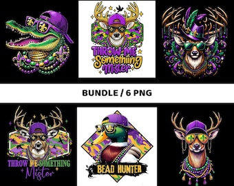 Mardi Gras Hunting PNG, Gator Festival Clipart, Deer Hunting Sublimation Design, Colorful Mardi Gras Digital Art, Fun Holiday PNG Download