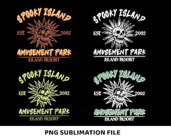 Parque de atracciones de la isla espeluznante (Png), Halloween retro (Png), Calavera disco (Png), Halloween nostálgico (Png), Espeluznante (Png), Parque de atracciones de la isla espeluznante (Png)