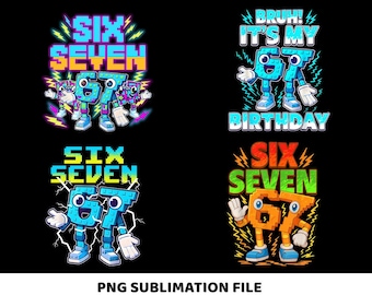 Italian Brainrot Six-Seven Birthday Png, Meme Italian Brainrot 6 7 Png, Tralalero Tralala PNG, Meme 67 Six Seven 6 7 Italian Brainrot
