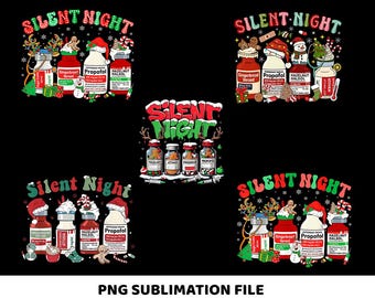 Silent Night Christmas Nurse PNG, Medical Christmas Shirt, Er Nurse, ICU Nurse Christmas PNG, Festive Healthcare Png, Digital Download
