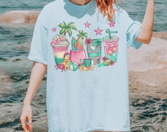 Summer Beach Vacation Coffee Cups Png, Summer Vibes Png, Trendy Summer Shirt Design, Digital Download, PNG