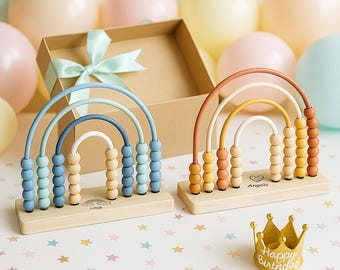 Personalized Wooden Baby Name Abacus: Rainbow Montessori Toy