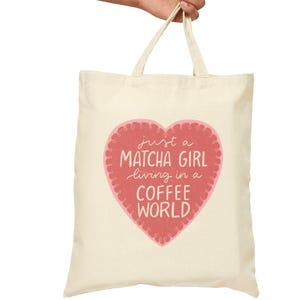 Matcha Girl Tote Bag, Eco-Friendly Tote, Coffee Lover Gift, Reusable Shopping Bag, Trendy Canvas Tote, Cute Bags for Women