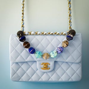 Bag Charm Necklace - colourful purse charm, beautiful premium acrylic, cute keychain for bags, gift for her, exclusive Lilt Tote design