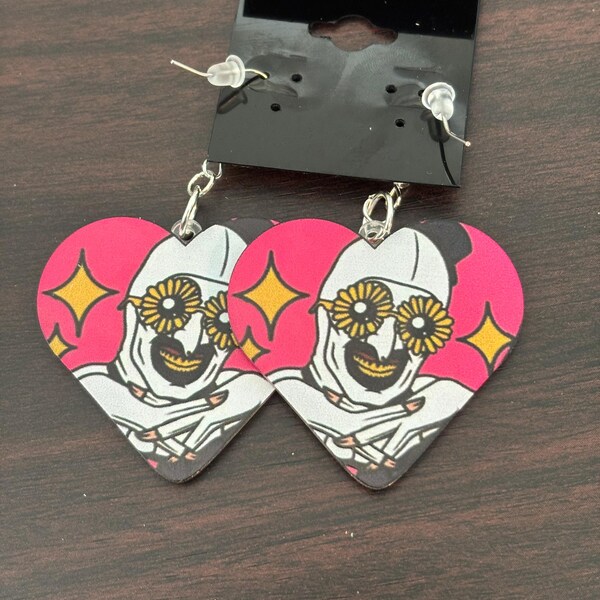Art the Clown heart acrylic earrings Terrifier
