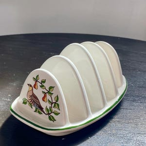 Porta pane tostato vintage in ceramica Royal Victoria con la scritta "Pernice su un pero".