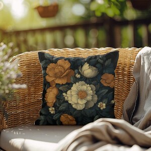 Vintage Style Victorian Botanical Woven Pillow - Decorative Throw Pillow - Floral Design Pillow - Livingroom Decor