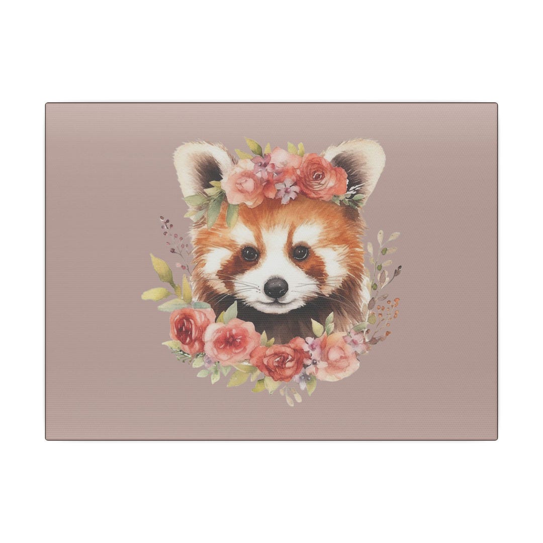 Floral Red Panda Wall Art, Cute Animal Canvas Print, Nursery Decor ...
