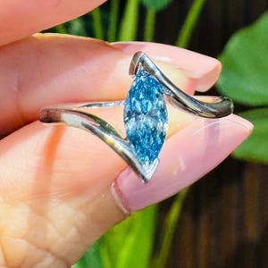 Blue Sapphire Diamond Ring in 14K Gold • Something Blue Bridal Jewelry • Elegant Engagement or Anniversary Gift for Her