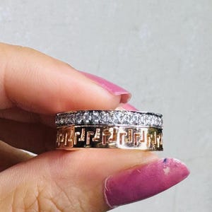 Greek Key Ring Gold, Labyrinth Ring, 14K Solid Gold Rings for Women, Unique Jewelry, Handmade Jewelry, Anniversary Ring, Engagement Ring