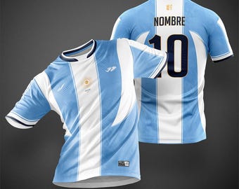 Argentina Soccer Jersey Personalized Name Number, World Cup Inspired Football Shirt, Argentina Fan Jersey, Custom Kids Adults Soccer Gift