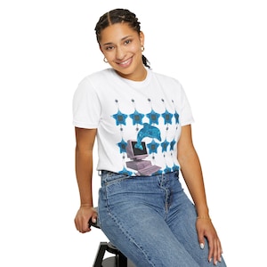 Vaporwave Tamagotchi T-Shirt: Y2K Dolphin Computer Graphic Tee