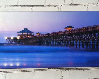 Folly Beach Photograph, Folly Beach South Carolina, Resin Photo Art, Resin Photography, 6 by 12,  Shelf Decor, Art Decor, Wall Art