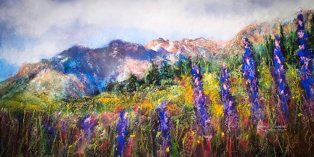 Wildflower Meadow Print – Colorado Mountain Landscape, Pastel Art - Etsy