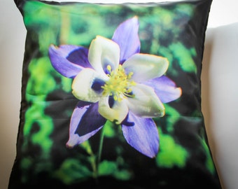 Decorative Pillow Colorado Columbine , Throw Pillow , Columbine Flower Pillow Cover , Rocky Mountain , Home Decor , Cabin Decor , Colorado