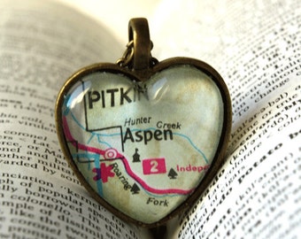 Aspen Colorado, Colorado, Colorado Necklace, Aspen Colorado Necklace, Map Jewelry, Jewelry, I Love Aspen Colorado