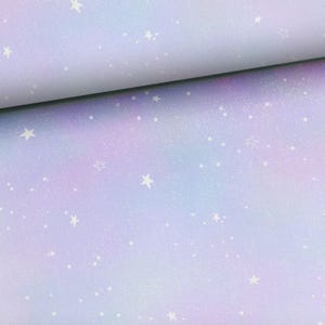Magical Sky Fabric - Whimsical Fantasy Celestial Stars Lavender - 164 cm (65”) Wide - French Terry - Crafts, Apparel, Accessories, Decor
