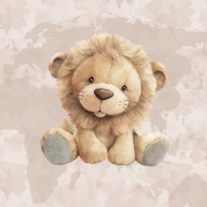 Panel de tela de león - Animales exóticos de safari, sabana, fauna, niños - 40 x 50 cm - Felpa francesa - Manualidades, ropa y decoración