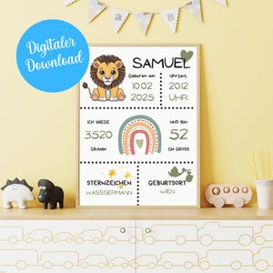 Birth poster, poster, personalized birth poster, baby room wall decoration, gift for birth, children&#39;s room decoration, baby gift, children&#39;s poster