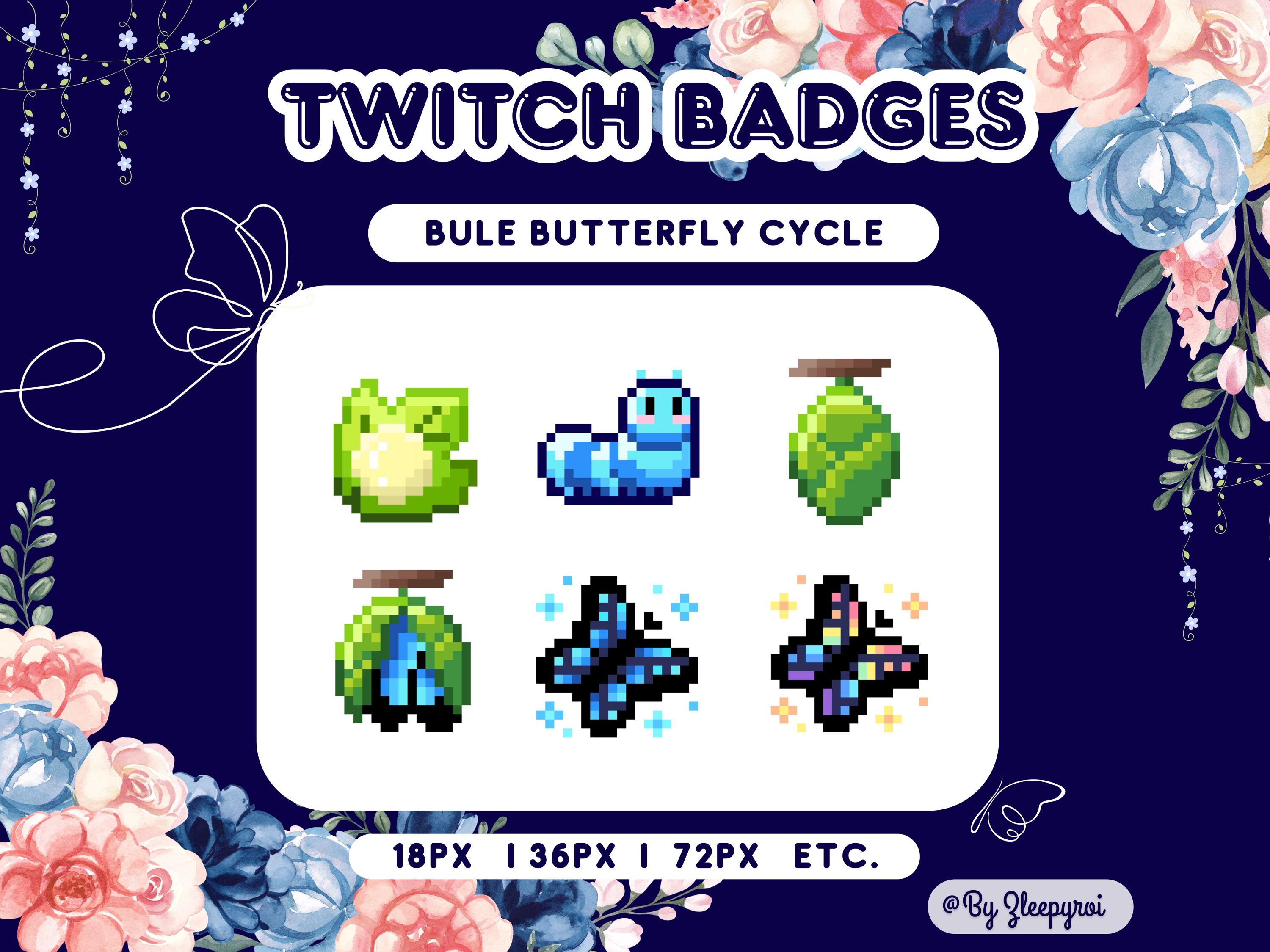 Pixel Twitch Badges - Blue Butterfly
