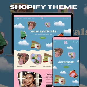 Cute Shopify Theme Website Template Bright Colors, Trendy Style with Editable Canva Banners Boutique Bold Design, Shopify 2.0