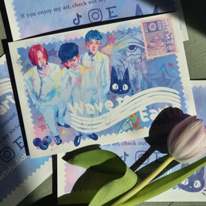 Wave to Earth Fanart Postkarte – Kpop Konzert Freebie Kunstdruck – A6 Mini Print (kostenloser Versand innerhalb Deutschlands)
