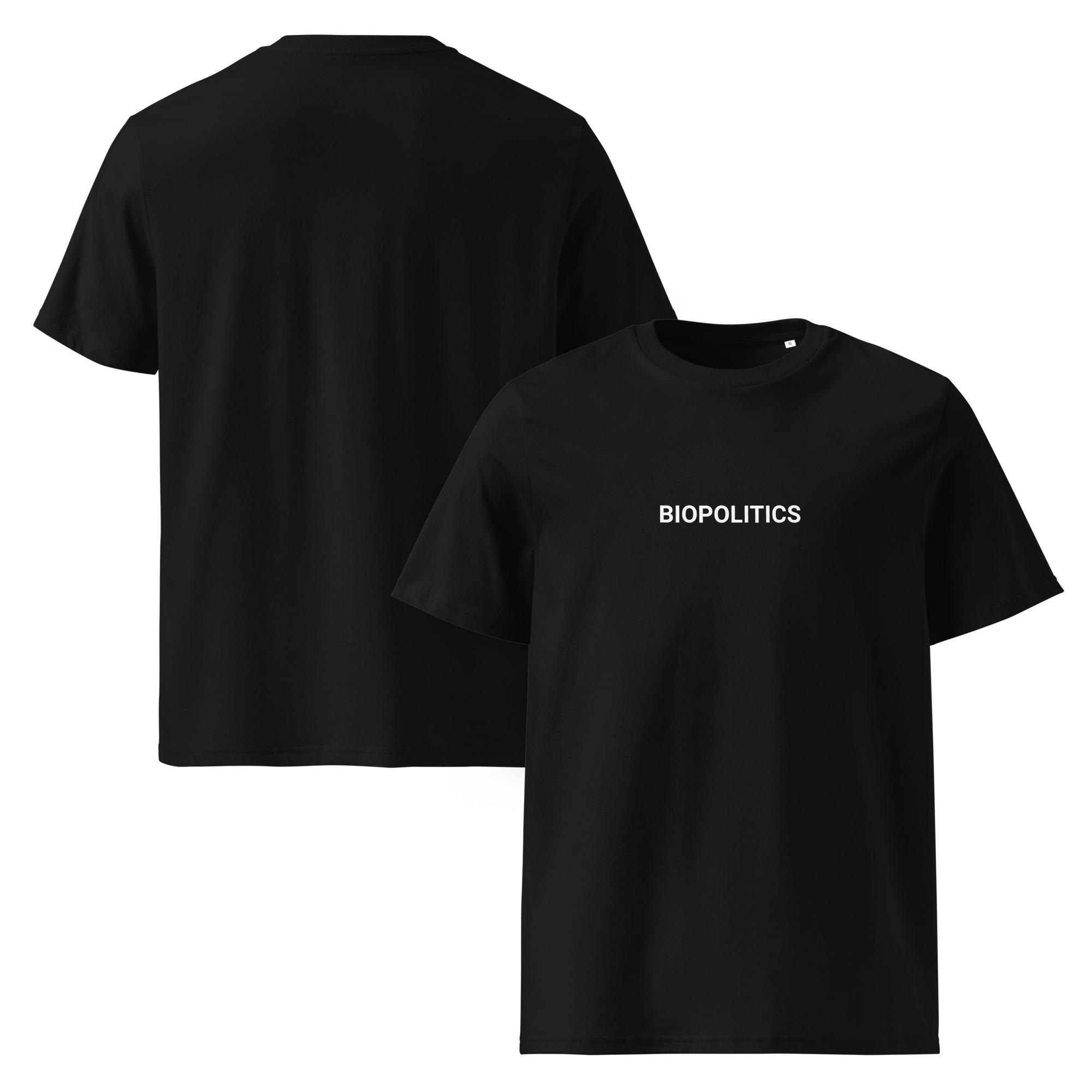 BIOPOLITICS ブラックTシャツ - ハイブリッドコラプスによる政治的 