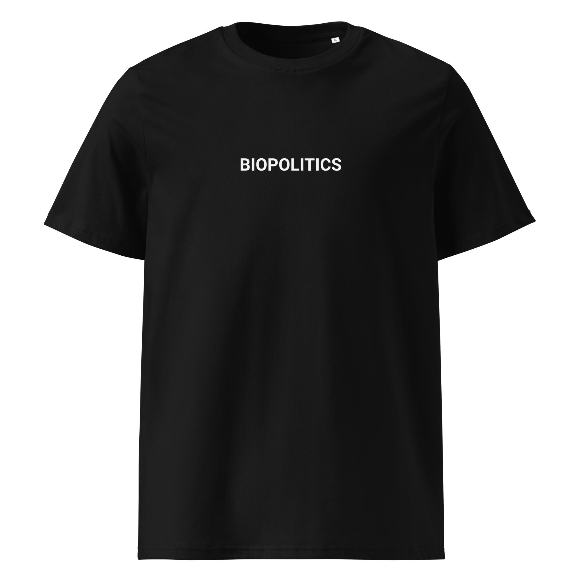BIOPOLITICS ブラックTシャツ - ハイブリッドコラプスによる政治的 