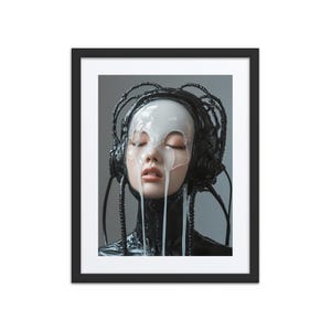 Latex Sexy Girl Close-Up – Cloud Capital Series (Premium Framed Poster with Mat)