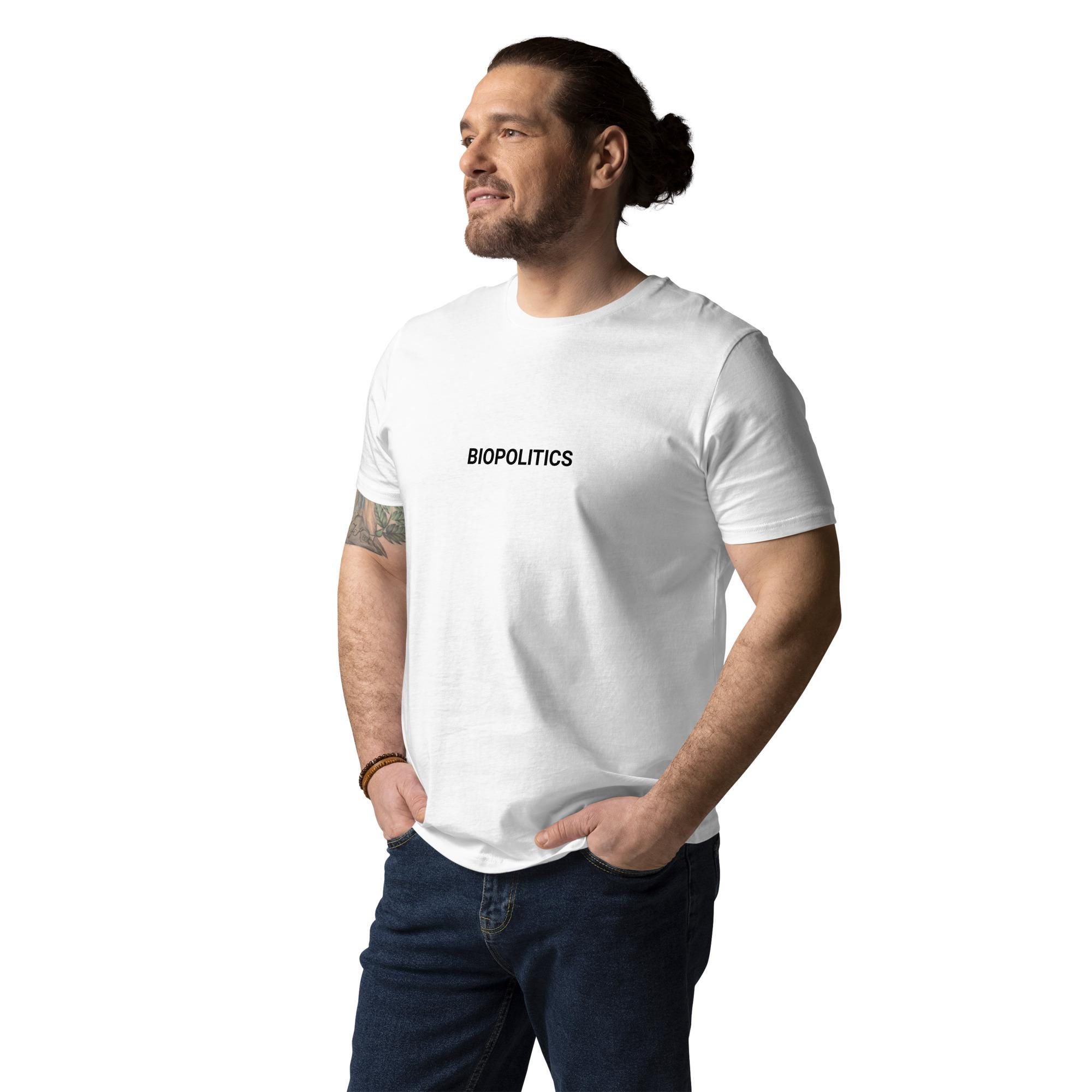 バイオポリティクス ホワイトTシャツ – ミニマリストの政治 