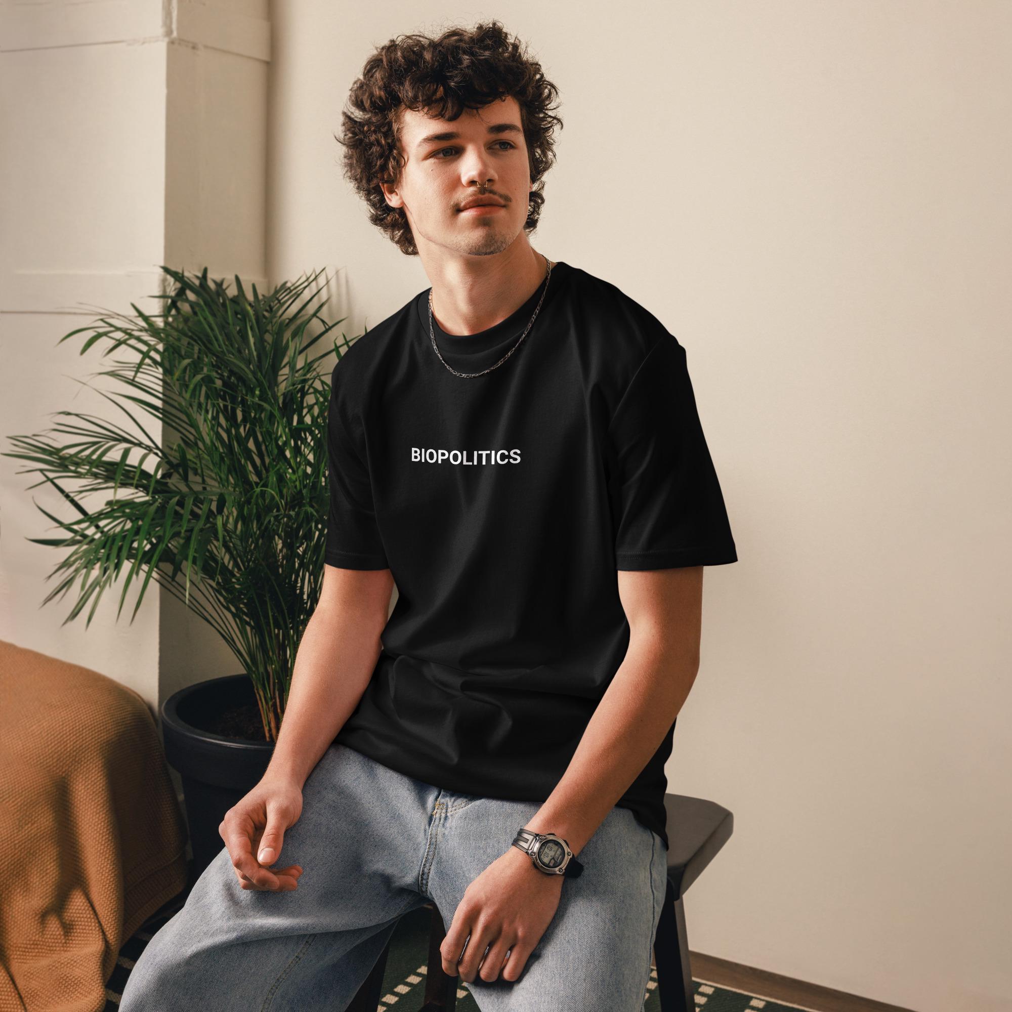 BIOPOLITICS ブラックTシャツ - ハイブリッドコラプスによる政治的 