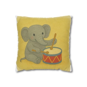 Cute Elephant Drumming Pillowcase Kids Decor Nursery Accessories Child Room Gifts for Baby Showers Playroom Decor